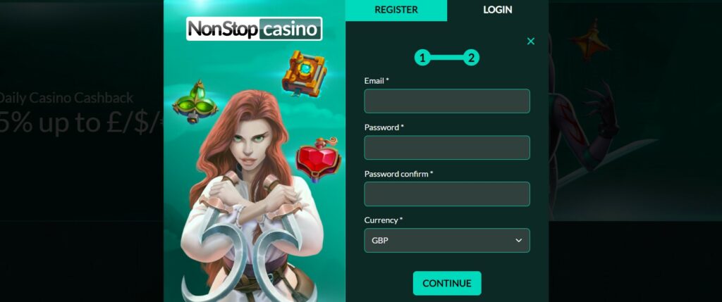 nonstop casino register